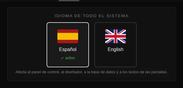 Selector de idioma con español e inglés