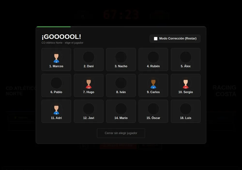 Selección del goleador