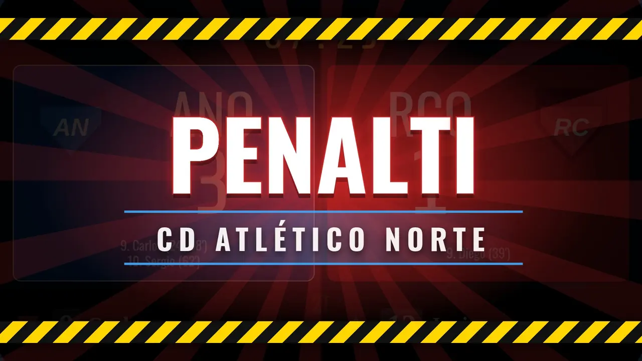 Aviso de penalti a pantalla completa con franjas de advertencia