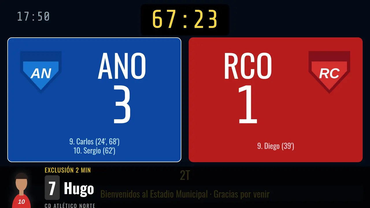 Aviso de exclusión de 2 minutos para el jugador 7 Hugo